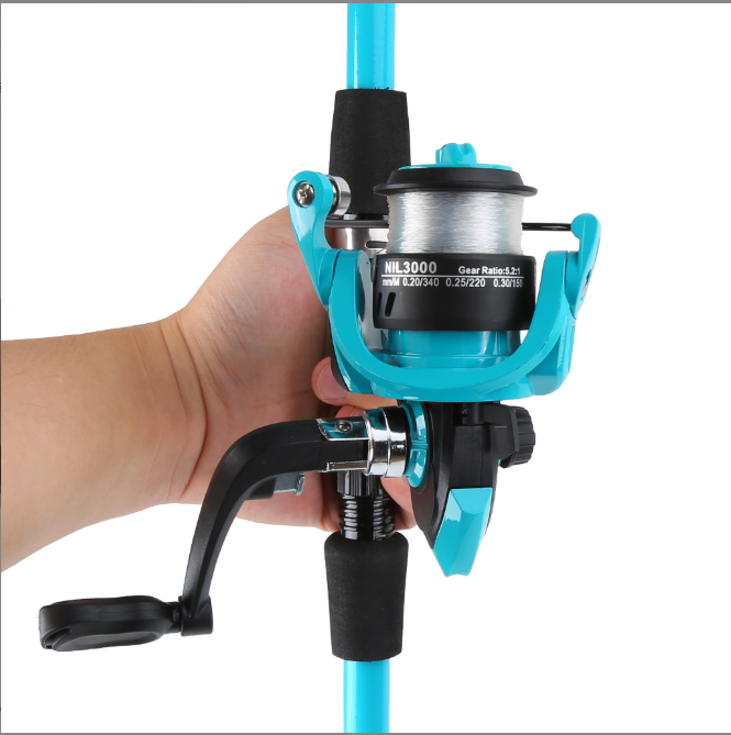 1.8M Cyan Telescopic Fishing Rod Combo, Portable Long Cast Spinning Fishing Pole Kit with Pre-Spooled Spinning Reel, Lures, Hooks & Carry Bag, Complete All-in-one Tackle Set for Beginner Freshwater & Saltwater Fishing