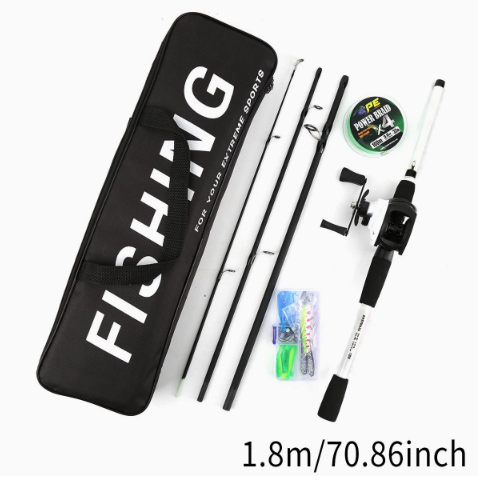 93 Travel‑Ready Spinning Rod Fishing Kit 1.8m, Complete Fishing Set with Metal Spool Reel, 100m Fishing Line, Bait Lures Accessories, Storage Carry Bag for Freshwater Saltwater Fishing