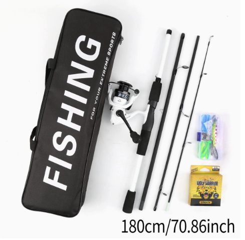 93 Travel‑Ready Spinning Rod Fishing Kit 1.8m, Complete Fishing Set with Metal Spool Reel, 100m Fishing Line, Bait Lures Accessories, Storage Carry Bag for Freshwater Saltwater Fishing