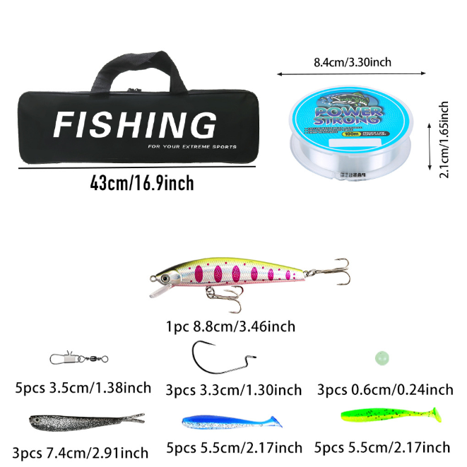 180CM Telescopic Green Fishing Rod and Reel Combo, Full Tackle Kit with Pre-Loaded Fishing Reel, Bait Lures, Storage Bag, Lightweight Travel Fishing Gear for Anglers